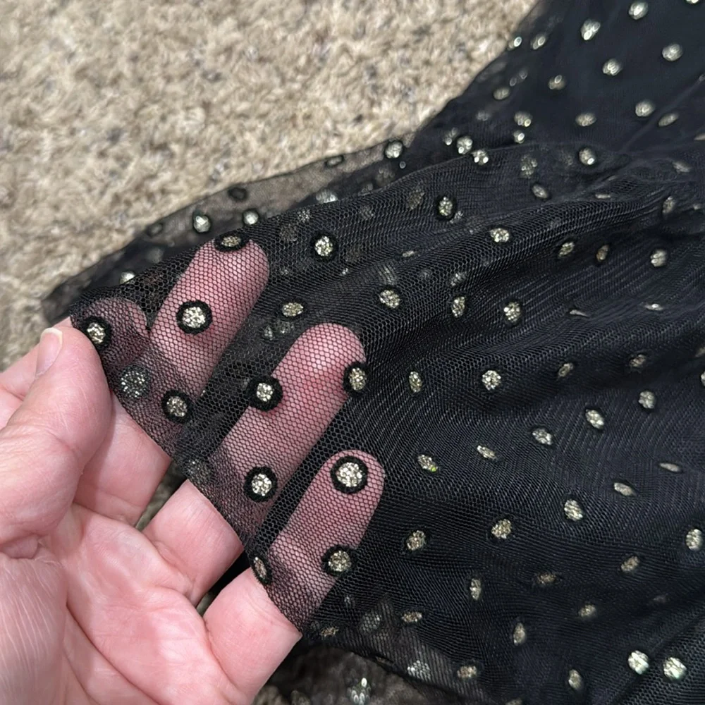 Forever 21 Kids Holiday Gold Polka Dots Dress Size 7/8